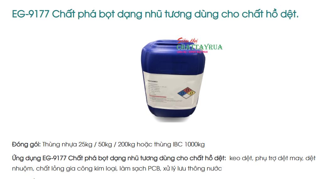 EG-9177 Chất phá bọt dạng nhũ tương dùng cho chất hồ dệt.